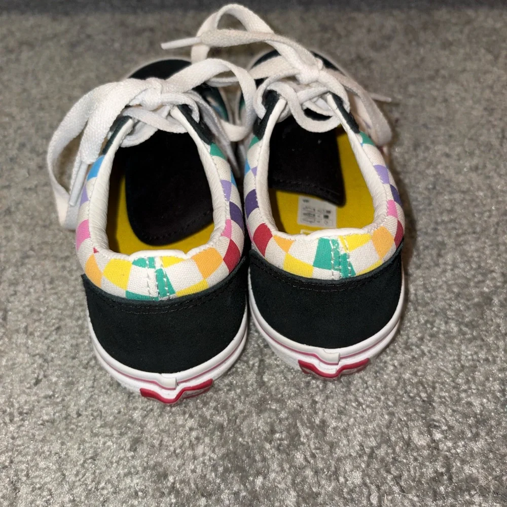 Vans Kids Checkerboard Low-Top Sneakers in Black and Multicolor
